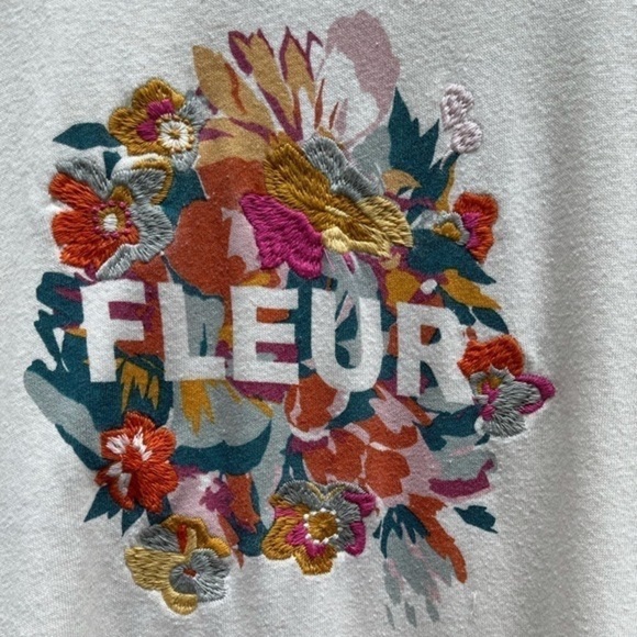 Anthropologie Saturday Sunday Fleur Cream Multicolored Sweatshirt Size Small - Picture 5 of 9